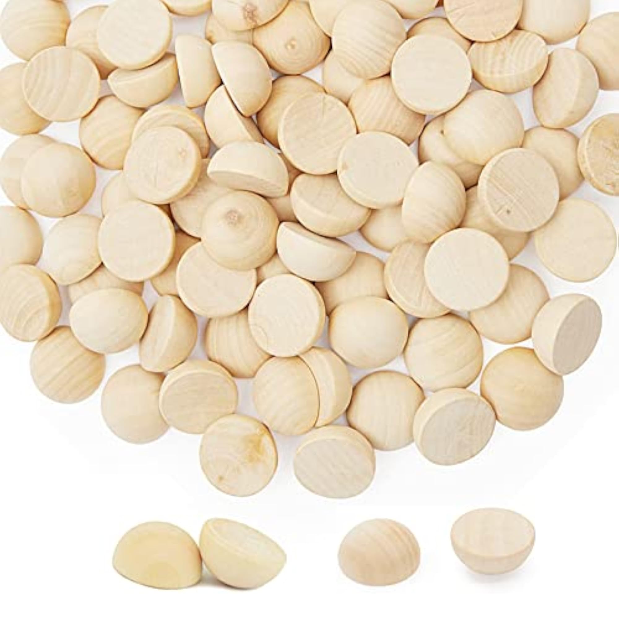50pcs Half Wooden Balls for Crafting