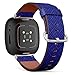CJBROES Replacement Leather Watch Band, Compatible with Fitbit Versa 3 and Fitbit Sense of Wristband Bracelet Accessory - Violet Color Asymmetric Square