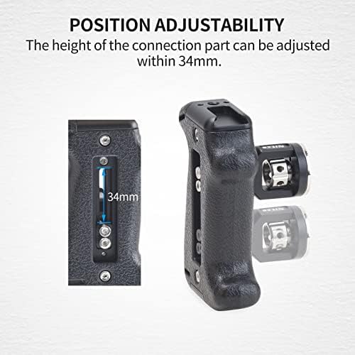 Nitze Adjustable Side Handle Grip with ARRI Rosette and Cold Shoe Handle for Camera Cage Shoulder Mount Support - PA22-D