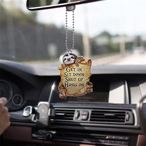 Sloth Car Ornament,Automotive Interior Mirrors Hanging Ornament,Get in Sit Down Shut Up Car Pendant Rear View Mirrors Charm,Auto Wall Christmas Tree Hangings Accessories Decor