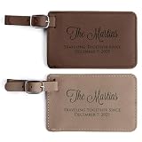 Lifetime Creations Personalized Anniversary Luggage Tag - Personalized Vegan Leather Luggage Tag with Names Traveling Together Gift (Light Brown & Dark Brown)