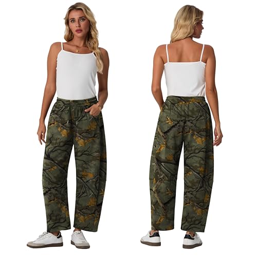 Image of Lepunuo Barrel Sweatpants Women Casual Baggy Elastic Waisted Pants Wide Leg Gym Trousers with Pockets