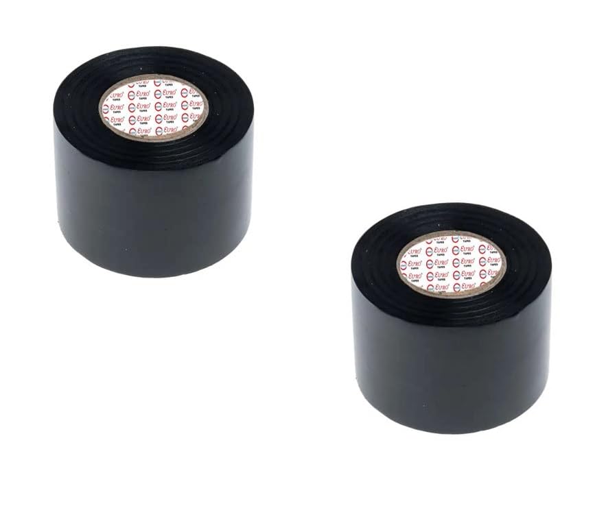 Image of EURO PVC Self Adhesive Monsoon Tape For Air Conditioner AC Insulation Tape Water Prof Heavy Duty 20 Meters Length, 48MM Width - Black Colour - (Pack Of 02)