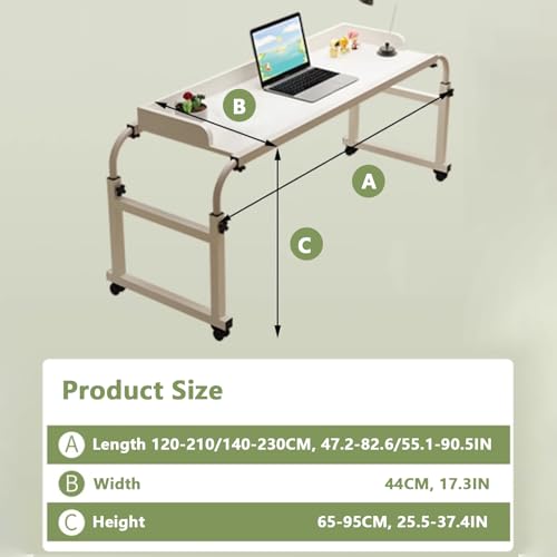 Table de lit mobile extensible à roulettes et à hauteur réglable - 2