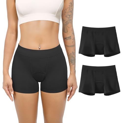 Period Underwear for Women Boyshorts Period Panties Heavy Flow Period Boxers Leakproof Underwear Pack of 2
