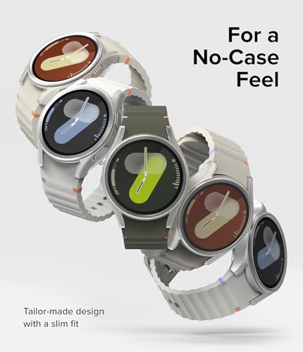 Image of Ringke Slim & Glass Compatible with Samsung Galaxy Watch 7 44mm Case [Combo] Anti-Scratch Hard PC Frame Protection Cover with HD Clear Tempered Glass Screen Protector - Alpine Clear