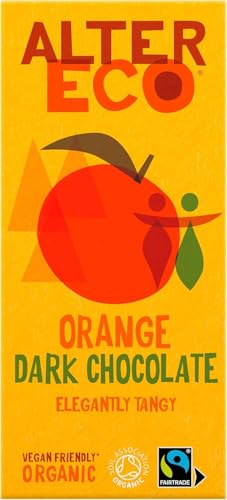 Alter Eco Dark Chocolate Orange Bar Luxury Vegan Chocolate Organic Chocolate & Fairtrade Chocolate Tangy & Low Sugar Chocolate Bar Eco Conscious Vegetarian Chocolate GMO Free - 1 x 100g