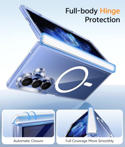 Image of FNTCASE for Samsung Galaxy Z Fold 7 Case: Galaxy Z Fold 8 Ultra Case [Hinge Protection + Screen Protector] [Fit for Magsafe] Military Grade Drop Protective, Transparent Clear Phone Cover - Clear