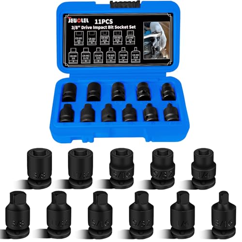 JEUCLEL 11PCS 3/8 Drive Impact Bits Sockets Set SAE Pipe Plug Socket Set