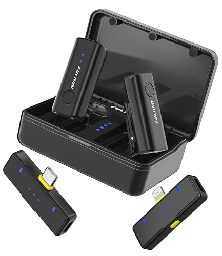 FULAIM X2 Wireless Lavalier Microphone for iPhone Android Phones ...