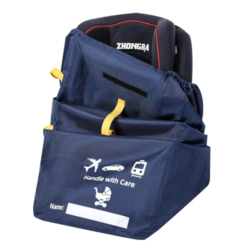 Image of Infant Car Seat Travel Bag for Airplane, 600D Oxford Padded Car Seat Bags for Air Travel, Carseat Cover for Airplane Travel, Tear Resistant Gate Check Bags for Infant Booster Convertible