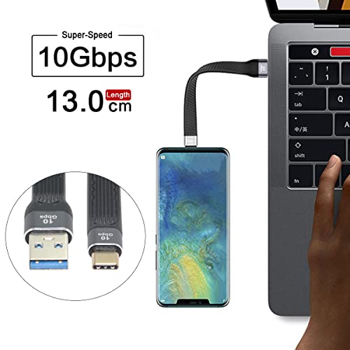 CY 10Gbps USB 3.1 Type C Male to USB3.0 Type A Male Flat Slim FPC Data Cable 13cm Compatible with iPhone 15 Laptop Phone - Image 4