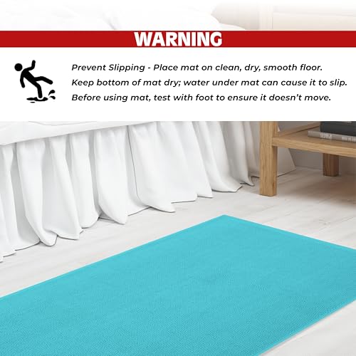 Image of Cotton Paradise 100% Cotton Turkish Bathmat Rug, Soft Absorbent Quick Dry Non Slip, 20x34 Bathmat Rug, Turquoise
