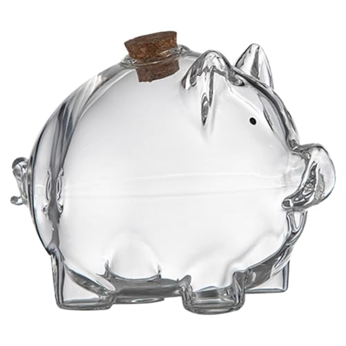 Barattolo salvadanaio decorativo a forma di maiale, salvadanaio artistico in vetro a forma di maiale, salvadanaio decorativo trasparente, elegante tavolo da toeletta o libreria per casa e regali