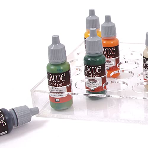 Image of Craftelier - Paint Stand or Organiser Tray for Alcohol-based Inks with 25 Paint Jars O 2.5 cm (8 inch x 7 inch x 1.2 inch) | Transparent Colour - Dimensions Approx. 20.3 x 17.7 x 3.1 cm (8 inch x 7 inch x 1.2 inch)
