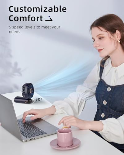 Image of Neck Fan - Portable Wearable Fan with 360 Airflow, USB Rechargeable, 3 Speeds, Quiet & Hands-Free Cooling - Personal Fan for Travel, Outdoors, Home, Office & Sports (Hand Multi)