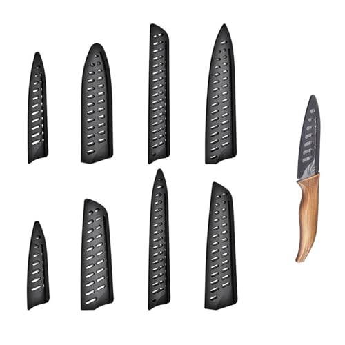 Tokaneit Protector de Hoja de Plástico,Protectores de Borde de Cuchillo,Cubierta Protectora de Cuchillo de Cocina,Protector de Cuchilla Universal,Cubierta de Cuchillos de Plástico 8 Piezas Negro