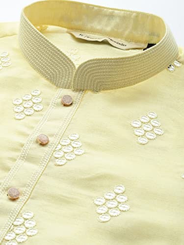 Image of Rajubhai Hargovindas Men's Jacquard Work Kurta Set