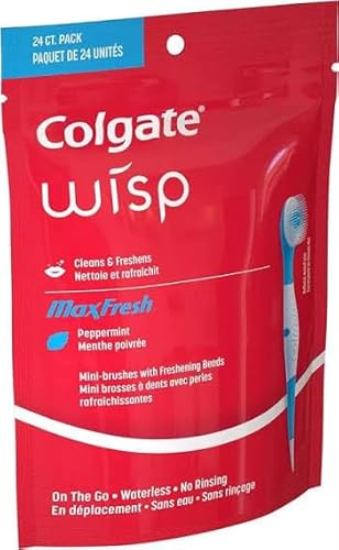 Colgate Optic White Wisp Disposable Mini Toothbrush, Cool Mint - 24 Count