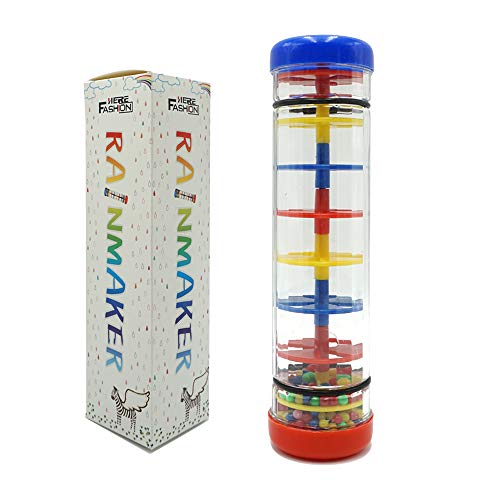Here Fashion 8'' Beaded Raindrops Rainmaker Rattle Toddler Musical Toy for Preschool Kid or for Teaching