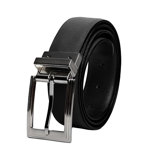 Vince Camuto Men's Reversible Black to Tan Genuine Leather Belt3