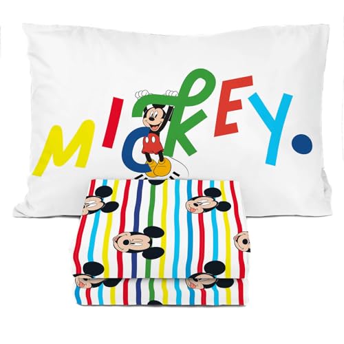 Image of Sunny Side Up Disney Mickey Mouse Twin Sheet Set - 3 Piece Kids Bedding Set Includes Pillow Cover - Super Soft Microfiber Sheets