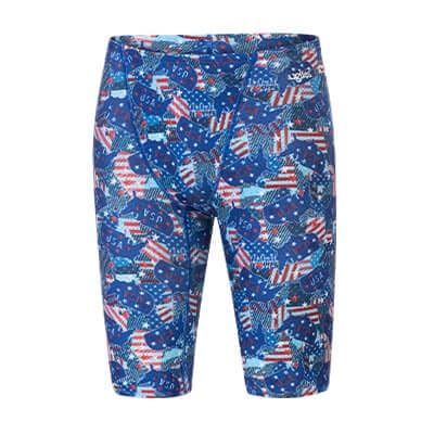 Dolfin Uglies Men's Jammer - Athletic Swimsuit for Training and Competitions (Blue Red, 36), Brave