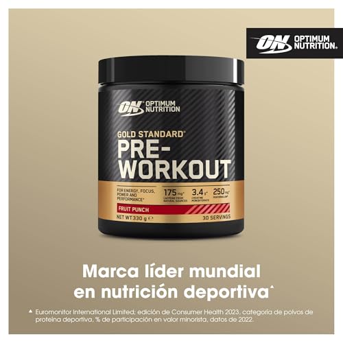 Miniatura 2 de Optimum Nutrition Gold Standard Polvo Pre Entrenamiento, Bebida Energética Con Monohidrato De Creatina, Beta Alanina, Cafeína Y Complejo De Vitamina B, Sabor Ponche De Frutas, 330 G