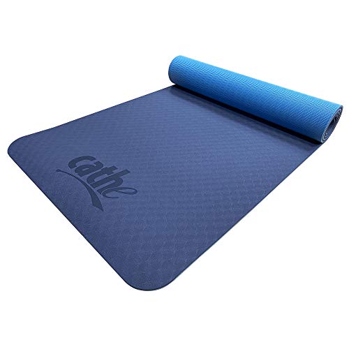 Cathe Blue Eco-Friendly Extra Thick Tpe Yoga Exercise Mat - Perfect For Yoga, Pilates, Floor Exercises, Core Training, Strength Training, Stretching And Meditation #TOP9