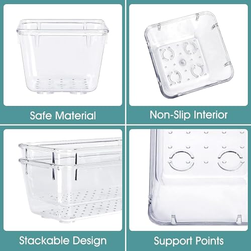 Image of Clear Plastic Drawer Organizers Set, 4-Size Versatile Bathroom and Vanity Drawer Organizer Trays, Storage Bins for Makeup, Bedroom, Kitchen Gadgets Utensils and Office (25 PC SET)