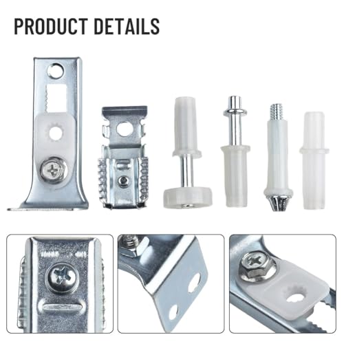 Kit de reparación de herrajes para puerta plegable bi-fold de 6 piezas con soportes superior e inferior, pivotes y rueda guía para puertas de 1" a 1-3/8" de grosor hasta 50 lbs, blanco plateado miniatura 3