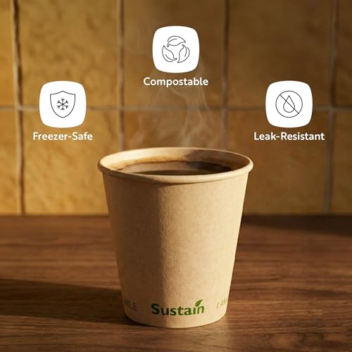 Image of Restaurantware Coffee Cup 1000 Count 8 oz Paper PLA Lined Disposable Cup Leak-Resistant Kraft For Hot Beverages In Coffee Shops