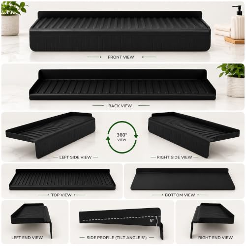 Image of Yumun Sink Splash Guard In Kitchen, Silicone Sink Edge Protector (Black)