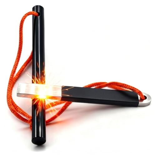 IWLUFK 4' Portable Pocket Waterproof Ferrocerium Ferro Rod Fire Starter Survival Tool, Flint and Steel...