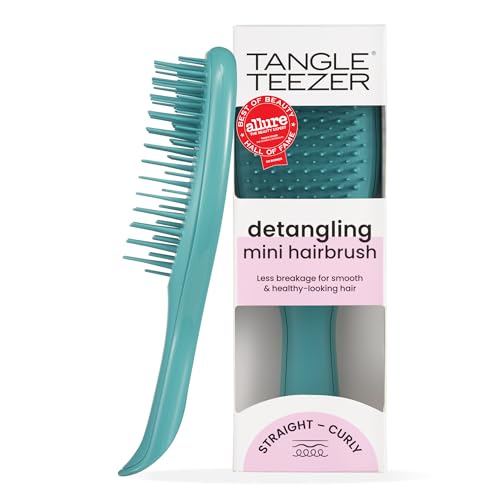 Tangle Teezer Ultimate Detangler Brush Eliminates Knots & Reduces Breakage Travel-Size Mini Hair Brush for Straight to Wavy Hair Types Transformative Teal