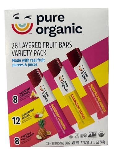 Pure Organic Layered Fruit Bars Variety Pack, Raspberry Lemonade, Strawberry