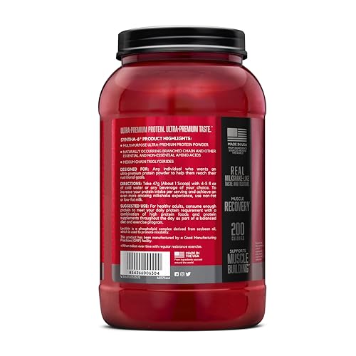 Image of BSN SYNTHA-6 Whey Protein Powder, Micellar Casein, Milk Protein Isolate Powder, Cookies and Cream, 28 Servings (Package May Vary)