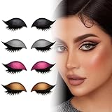 4PCS Lazy Eye Shadow Eyelash Patch,Lazy Eyelash Stickers,Eye Shadow Eyela-Sh Stickers,2-In-1 Reusable Ey-E Makeup Sti-Ckers,Effortless 3D Eyelook,For Women'S Quick Make Up (Black+Silver+Pink+Gold)