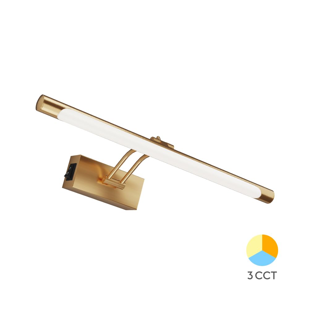 Braytron LED Spiegelleuchte Bad 40cm 8W – 3CCT Spiegel Lampe & Bilderleuchte – 700 Lumen Wandbeleuchtung für Bad, Gemälde & Bilder – Moderne Wandleuchte IP20 – Schwarz/Chrom/Gold (gold)