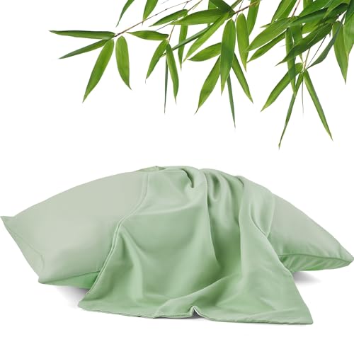 Image of DONAMA Pillowcase Fit All Types of Pillow, 1pc Moisture Wicking and Cooling Fabric Pillow Cover with Envelope Closure - King Size 35.43 inch x 19.69 inch (Green)