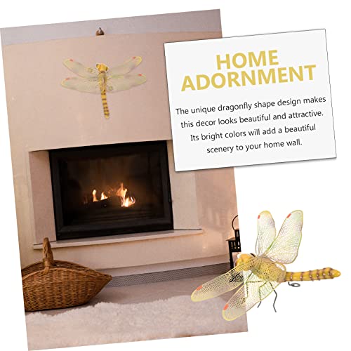 Yardwe 5Pcs Dragonfly Wall Hanging Decoration Figurines Home Decor Metal Outdoor Ladybug Dragonfly Sculpture Dragonfly Art Statue Metal Craft Wall Decoration Balcony Decoration 3D Iron #TOP2