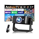 [Compatible Netflix & 2026 Upgraded] Proyector Portatil con 5G WiFi 6 y BT 5.4 Capaz de Enfocar y Corrección Trapezoidal Automática Adecuado el Mini Proyector para Movil/Exterior/Cine en Casa,Negro