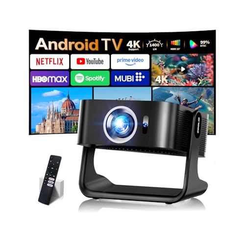 【Compatible avec Netflix & Auto Focus】 Videoprojecteur 4K Ultra HD 1080P Mini Projecteur Video avec WiFi 6 et BT 5.4 et évitement Automatique des Obstacles pour TV Stick/Laptop/PS5/HDMI Noir