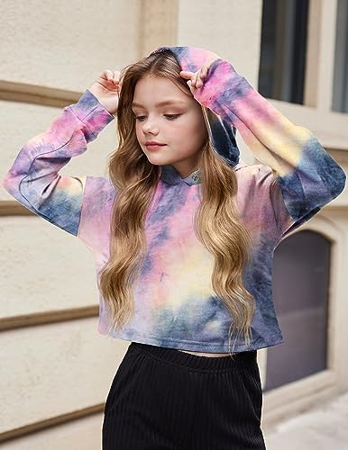 Arshiner Girls Crop Tops Tie-Dye Hoodies Kids Long Sleeve Pullover Sweatshirts 3 416SSdgNaZL. AC