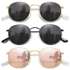 (3 Pack) Gold/Grey + Black/Grey + Gold/Pink