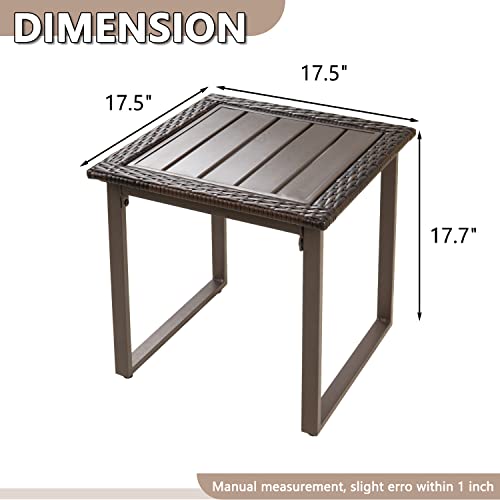 Outdoor-Wicker-Rattan-Side-End-Tables-for-Patio-All-Weather-Small-Square-Patio-Rattan-Coffee-Table-Outdoor-Patio-Furniture-Side-Table-for-Porch-Balcony-Lawn-Garden-Bistro-Brown Outdoor Wicker Rattan Side End Tables for Patio All Weather Small Square Patio Rattan Coffee Table Outdoor Patio Furniture Side Table for Porch Balcony Lawn Garden Bistro Brown
