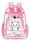 CHENXIAOHONG Mochila Infantil Transparente para Menina, Bolsa Escolar em PVC à Prova d'Água com Alças Respiráveis, Mochila Escolar Infantil Moderna e Durável para Crianças (Gatinho)