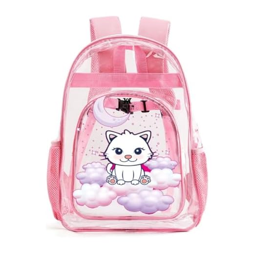 CHENXIAOHONG Mochila Infantil Transparente para Menina, Bolsa Escolar em PVC à Prova d'Água com Alças Respiráveis, Mochila Escolar Infantil Moderna e Durável para Crianças (Gatinho)