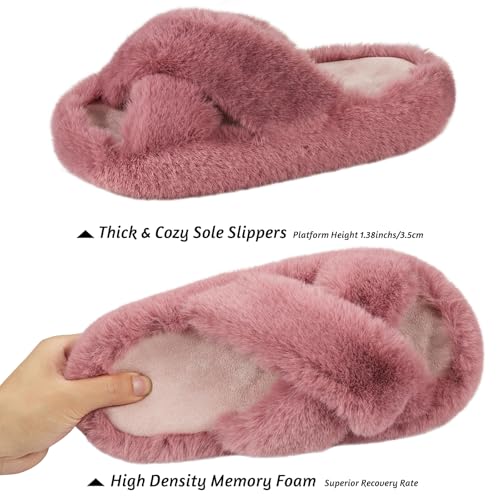 Image of Women's Memory Foam Fluffy Slippers - Cozy Fuzzy Plush Comfortable Shoes