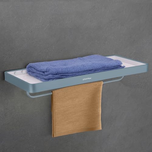 Image of Plantex Aluminium and Acrylic Towel Holder in Bathroom /Towel Rod /Towel Hanger /Bathroom Accessories (Grey & Milky White-24 Inch)